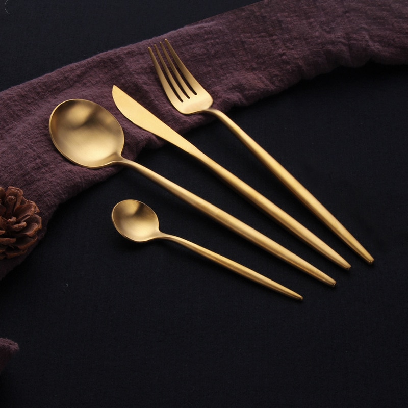 Stainless Steel Cutlery Set in Gold