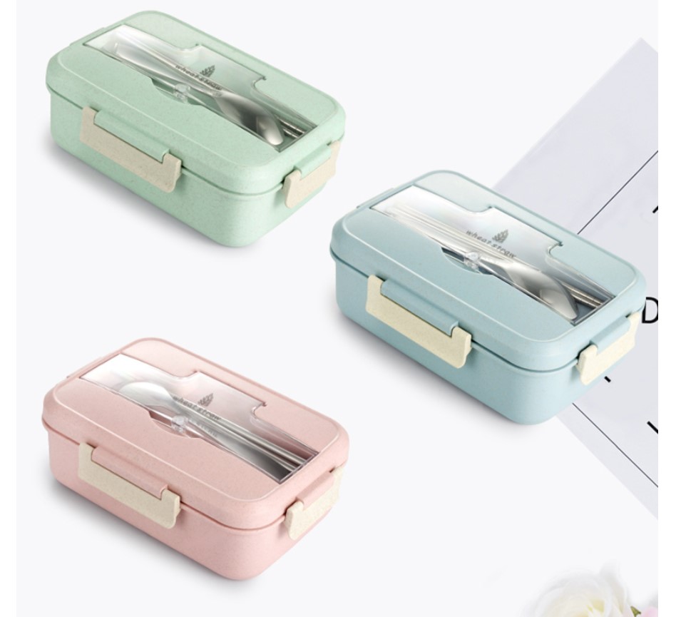 Wheat Straw Lunch Box with Cutlery Set